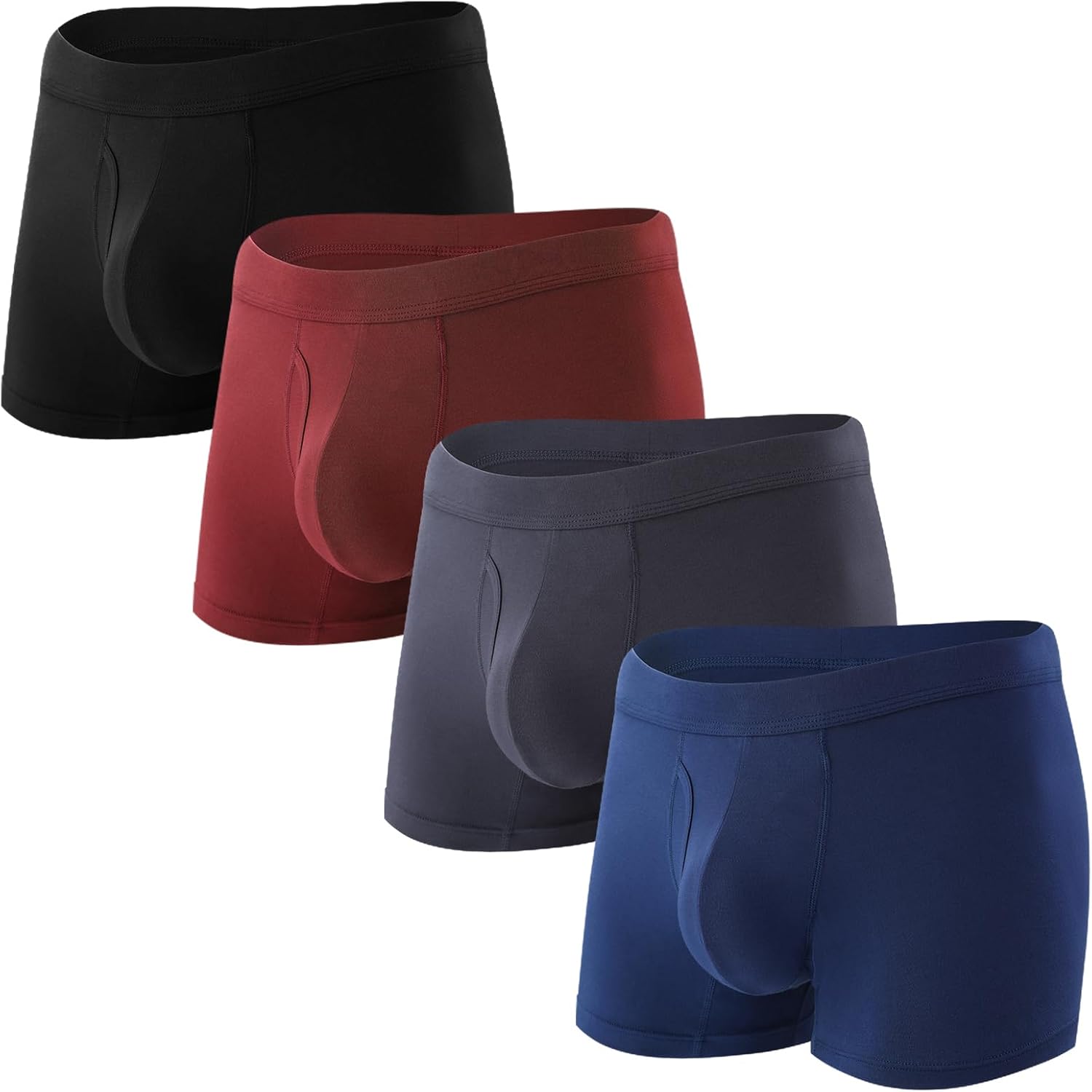 BAMBOO COOL Mens Underwear Trunks for Man Soft Waistband Open-fly Support Briefs(3 or 4 pack)