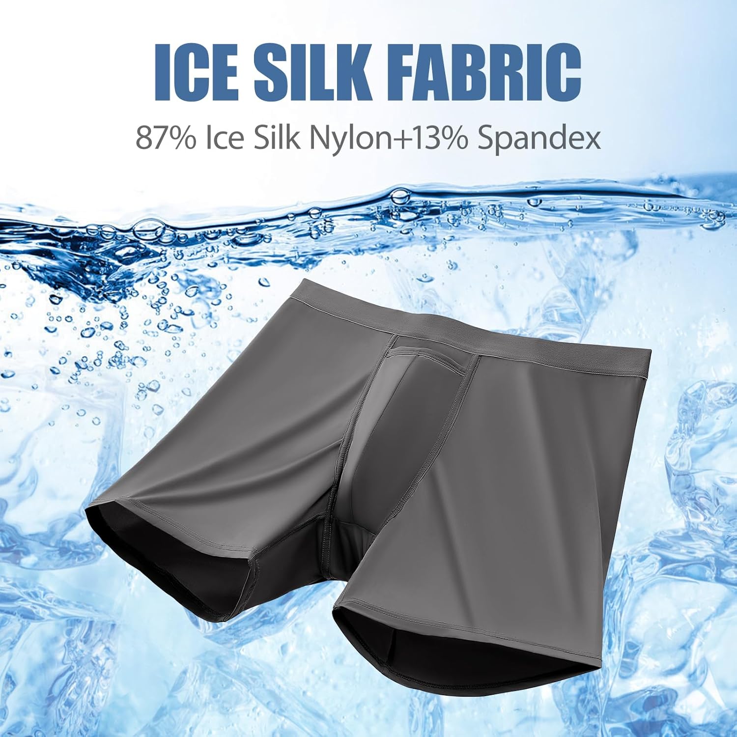 Mens Ice Silk Underwear Seamless Boxer Briefs with Pouch Breathable Cool Boxers 3 Pack - Image 2