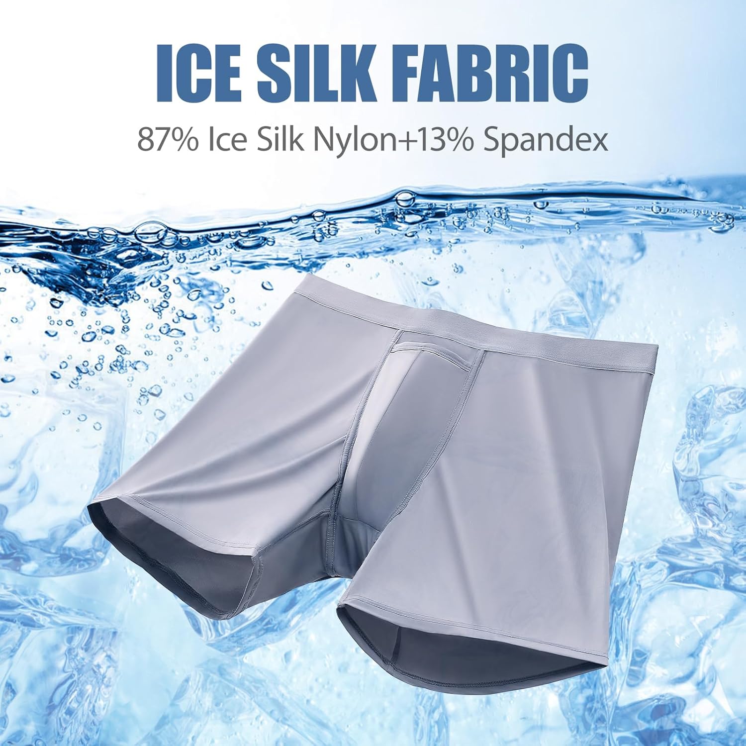 Mens Ice Silk Underwear Seamless Boxer Briefs with Pouch Breathable Cool Boxers 3 Pack - Image 2