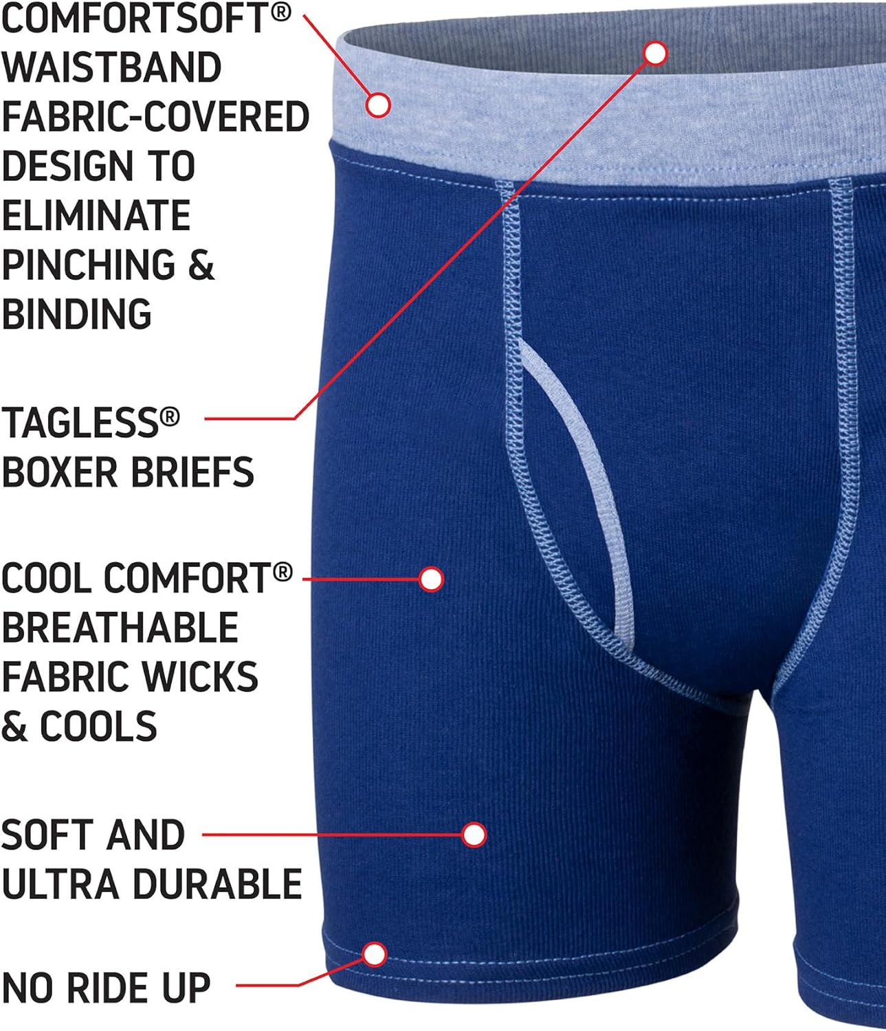 boys Boys' and Toddler Underwear, Comfort Flex Wb Boxer Briefs, 10-pack - Image 2