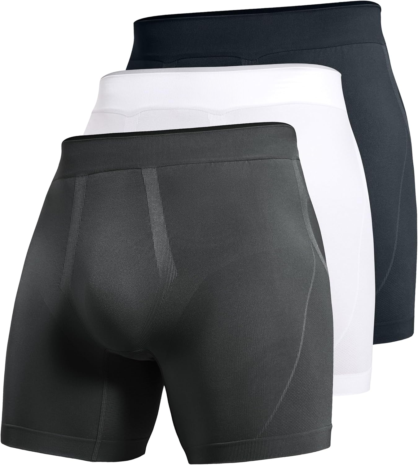 Men's Seamless 5" Boxer Briefs Breathable Sports Underwear (3-Pack)