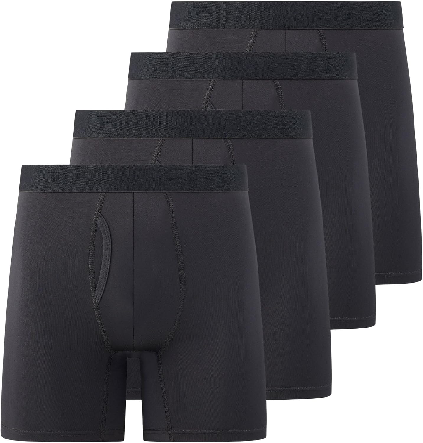 Mens Boxer Briefs Pack of 4 Microfiber Boxers for Men Tagless, Moisture Wicking, Breathable Mens Underwear